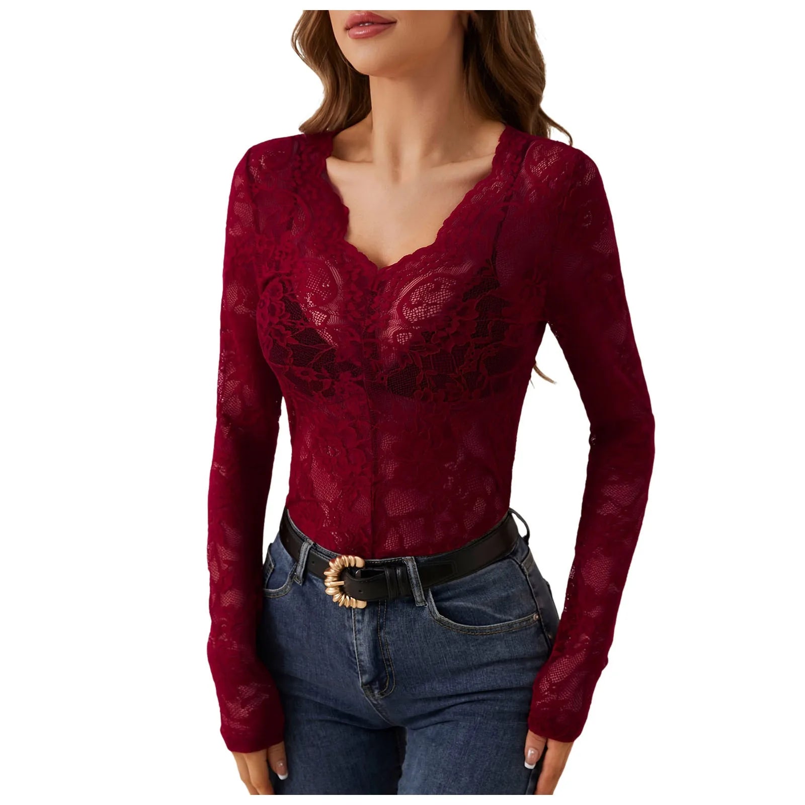 Floral Lace V-Neck Shirt